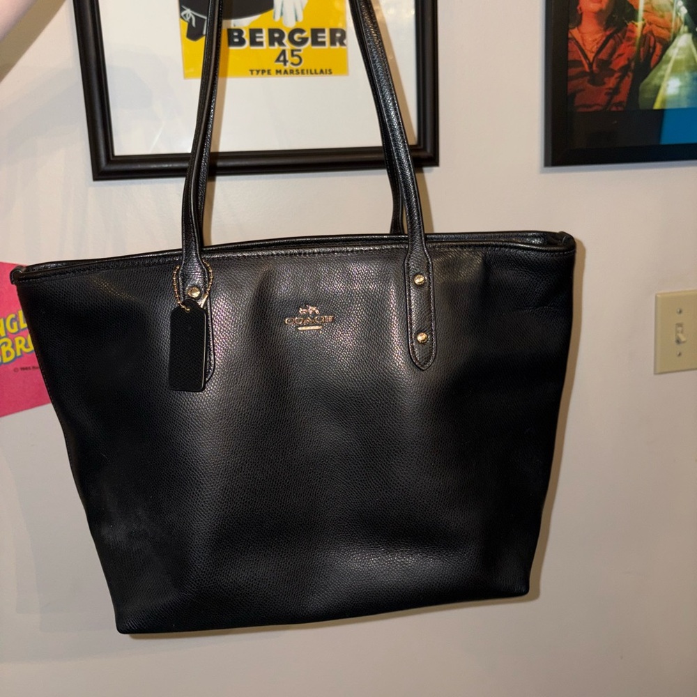 Coach Black Pebbled Leather Tote